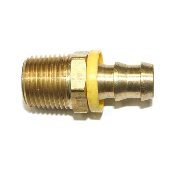 Interstate Pneumatics Easy Lock Brass Hose Fittings, Connectors, 1/2 Inch Push-Lock Barb x 1/2 Inch Male NPT End, PK 6 FL188-D6